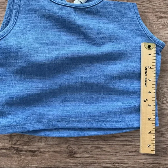 Roxy Good Keepsake Crop Top Blue Textured Tank Womens M - Picture 4 of 7